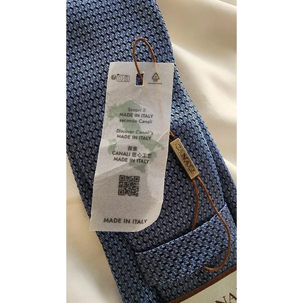 $225 NWT Canali Blue 100% Pure Silk Jacquard Tie Made In Italy 🇮🇹